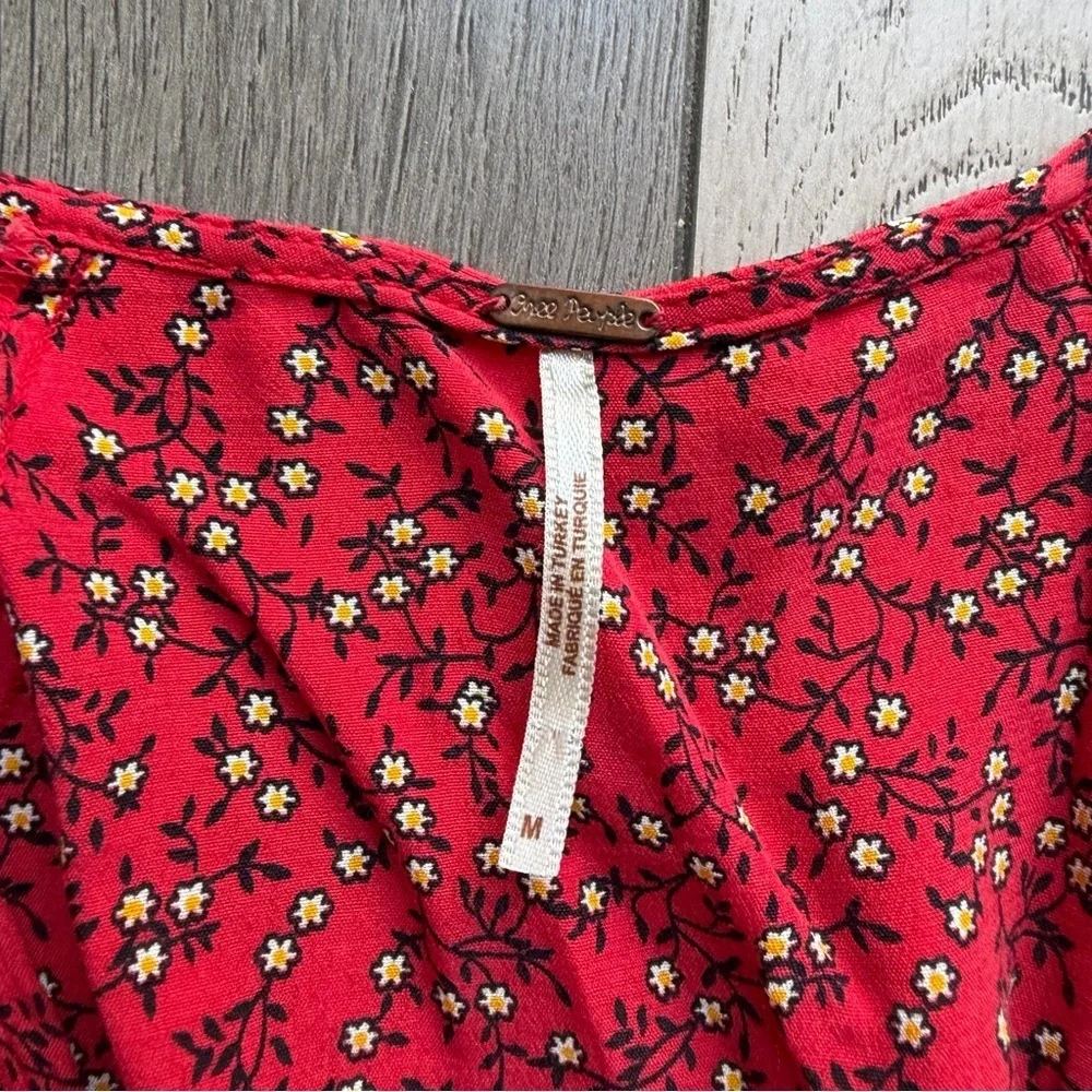 Free People Clara Floral Wrap red Dress - Women size M